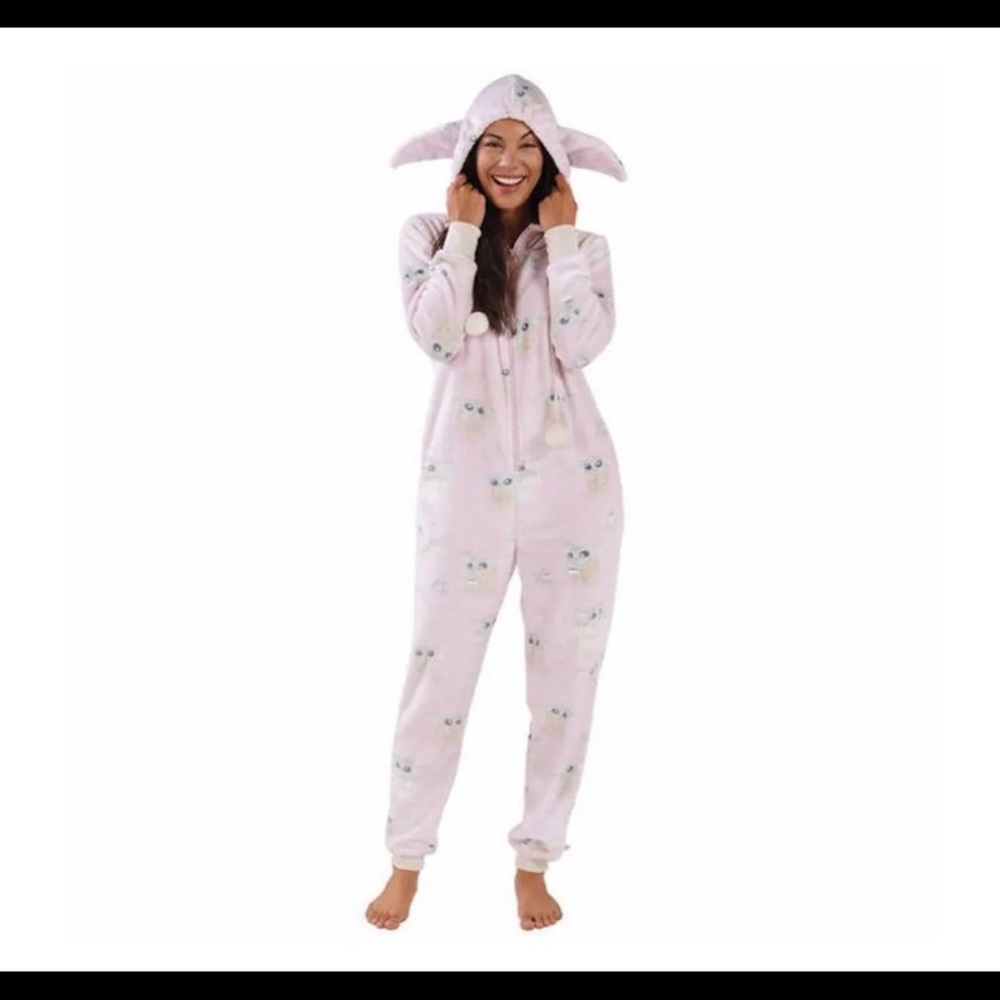 Munki Munki Ladies' Plush One-Piece Hooded Pajama, Baby Yoda